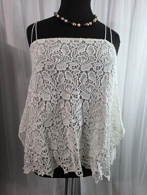 Black Label Chico's White Crochet Lace Camisole